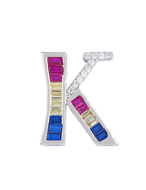 Fashion Silver K English Alphabet Set With Zircon Necklace