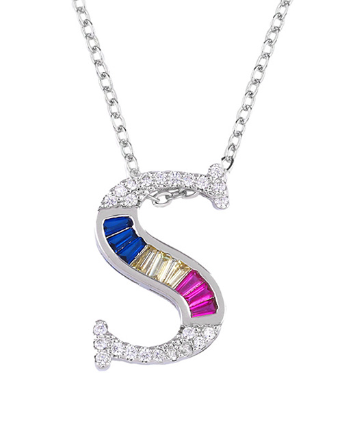 Fashion Silver S English Alphabet Set With Zircon Necklace