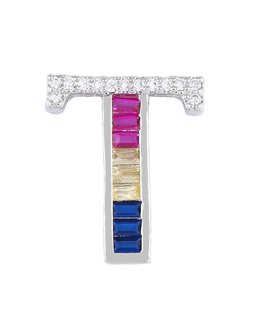 Fashion Silver T English Alphabet Set With Zircon Necklace