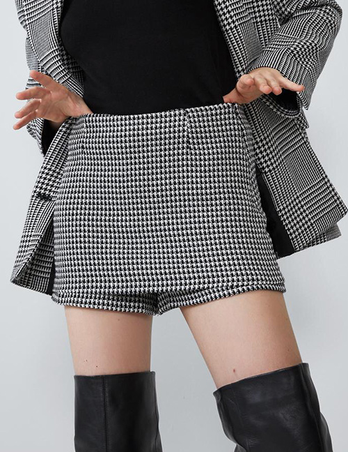Fashion Lattice Houndstooth Short Skirt