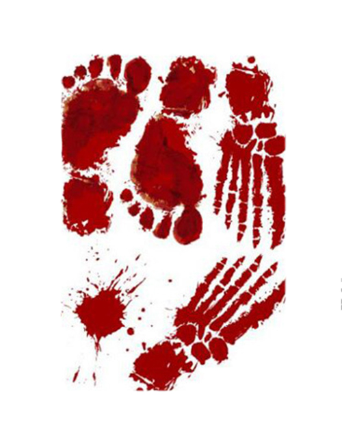 Fashion Red Halloween Blood Handprint Blood Footprint Green Wall Sticker