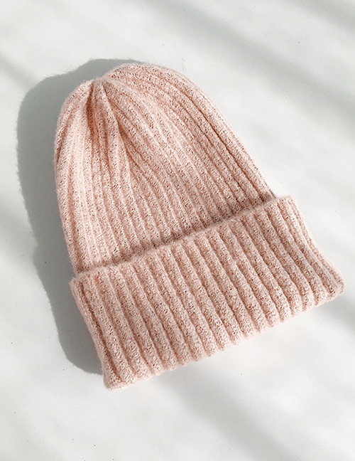 Fashion Mohair Pink Knitted Wool Cap