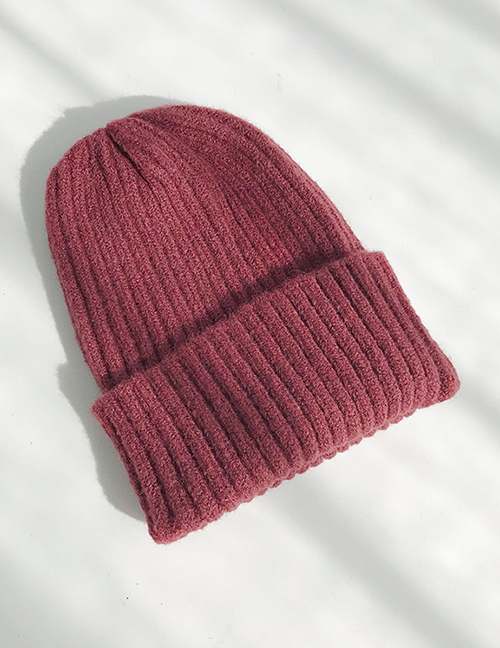 Fashion Mohair Red Wine Knitted Wool Cap