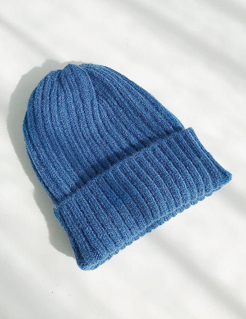 Fashion Mohair Dark Blue Knitted Wool Cap