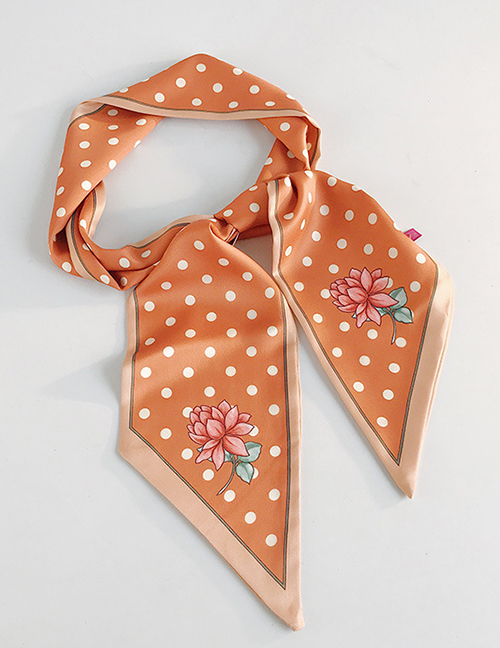 Fashion A Flower Orange Rice Point Double-sided Long Scarf Scarf