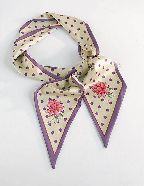 Fashion A Flower With A Purple Background Double-sided Long Scarf Scarf