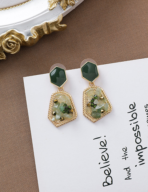 Fashion Green Irregular Crystal Earrings
