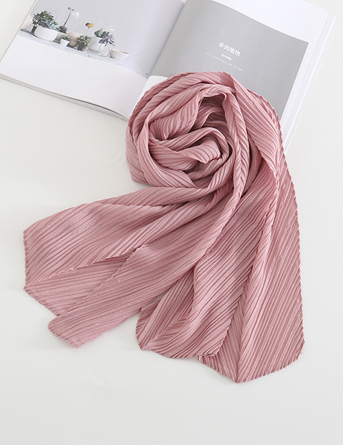 Fashion Pink Pure Color Crumpled Silk Scarf
