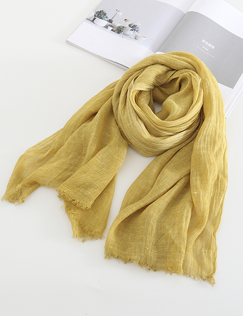 Fashion Ginger Yellow Distressed Solid Color Scarf Shawl