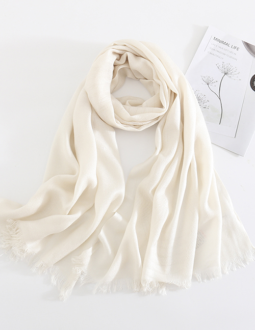 White Solid Color Cashmere Scarf Shawl