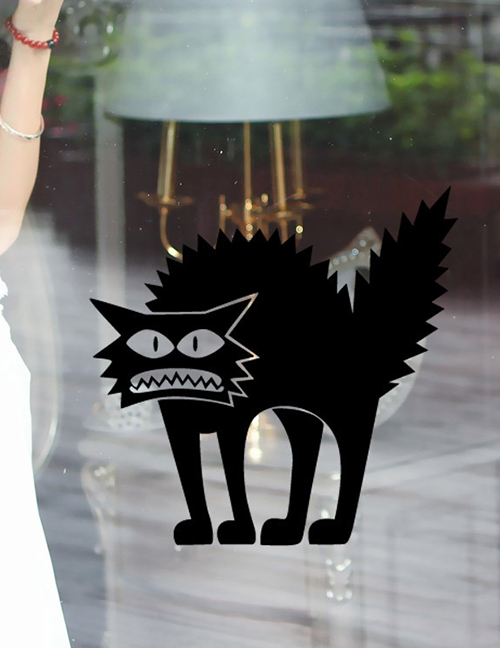 Fashion Multicolor Kst-25 Halloween Thriller Cat Wall Stickers