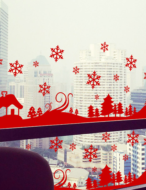 Fashion Red Ss-32 Snowflake Christmas Wall Sticker Removable