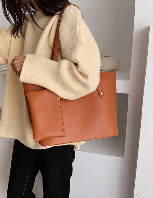 Fashion Brown Studded Shoulder Bag