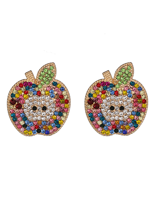 Fashion Color Fruit Apple And Diamond Earrings