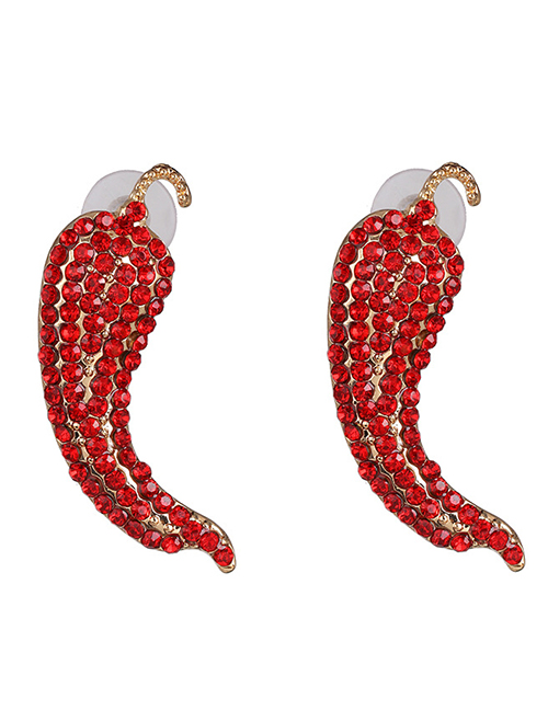 Fashion Red Studded Small Pepper Vegetable Earrings