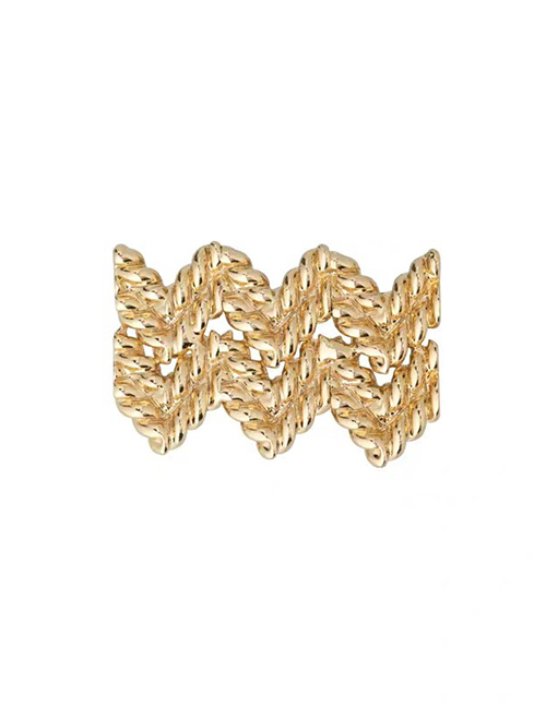 Fashion Wave Type (bright Gold) Geometric Lock Key Pin Chain Brooch