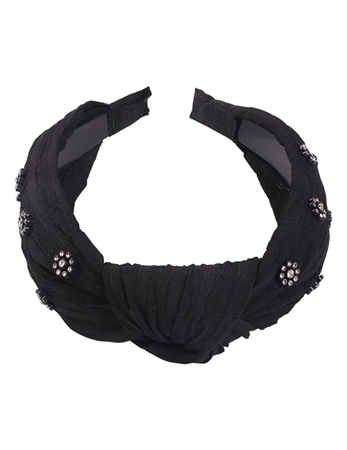 Fashion Black Plaid Printed Diamond Flower Headband