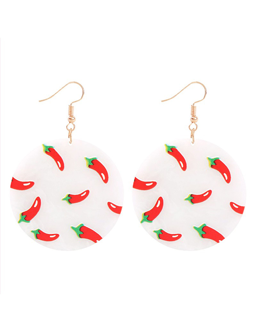 Fashion Chili Fruit Print Acrylic Round Earrings