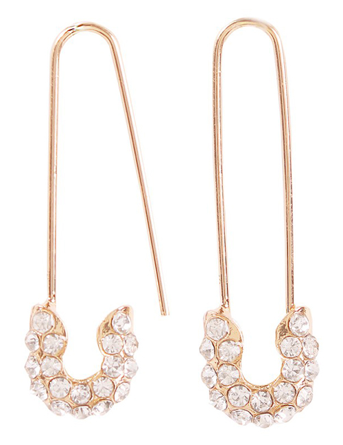 Fashion Diamond-studded Alloy Diamond Letter Pin Stud Earrings