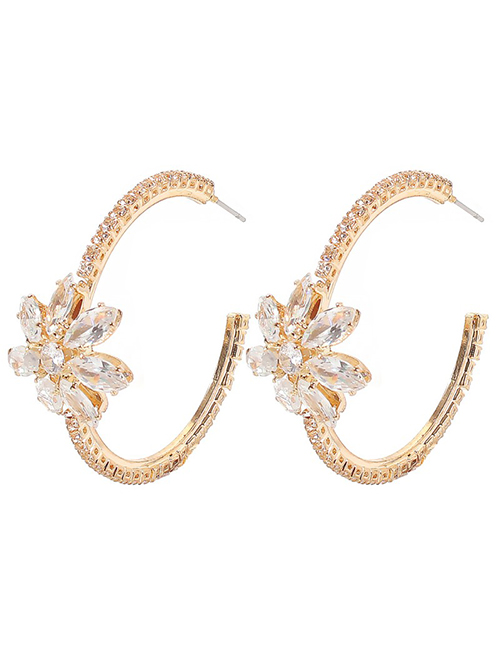 Fashion Gold Copper Inlaid Zircon C-shaped Earrings