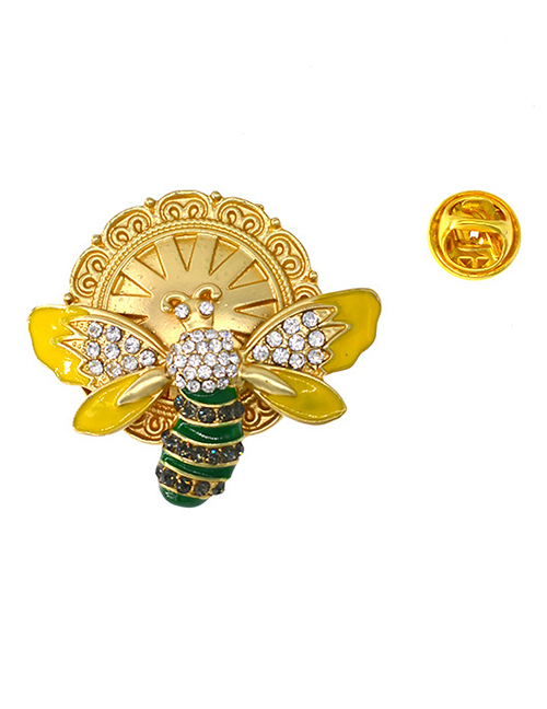 Fashion Gold Bee Gem Flower Pearl Brooch