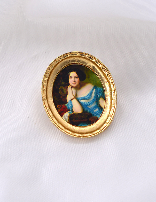 Fashion Golden C Oil Painting Brooch