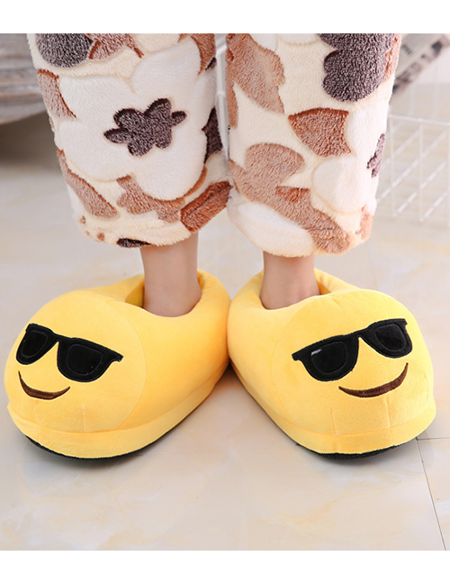 Fashion 3 Yellow Sunglasses Cartoon Expression Plush Bag With Cotton Slippers