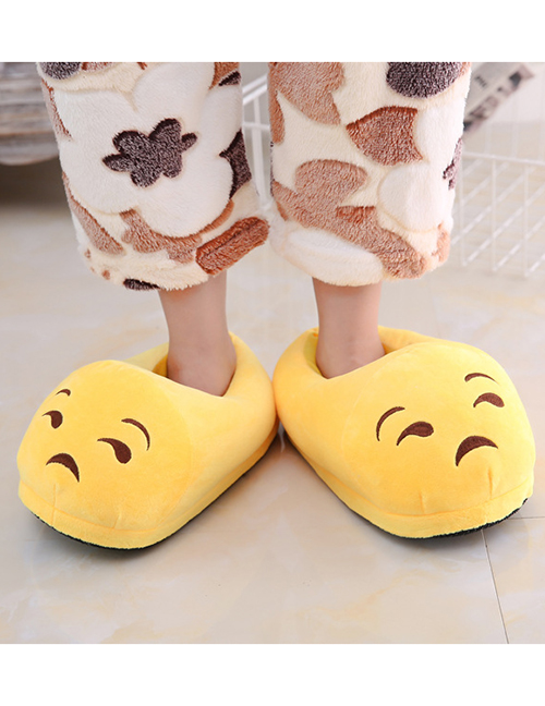 Fashion 8 Yellow Cartoon Expression Plush Bag With Cotton Slippers