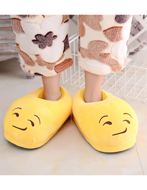 Fashion 10 Yellow Grin Cartoon Expression Plush Bag With Cotton Slippers