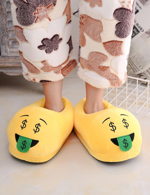 Fashion 14 Yellow Dollars Cartoon Expression Plush Bag With Cotton Slippers