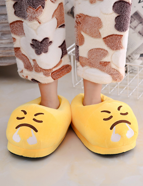 Fashion 16 Yellow Angry Cartoon Expression Plush Bag With Cotton Slippers