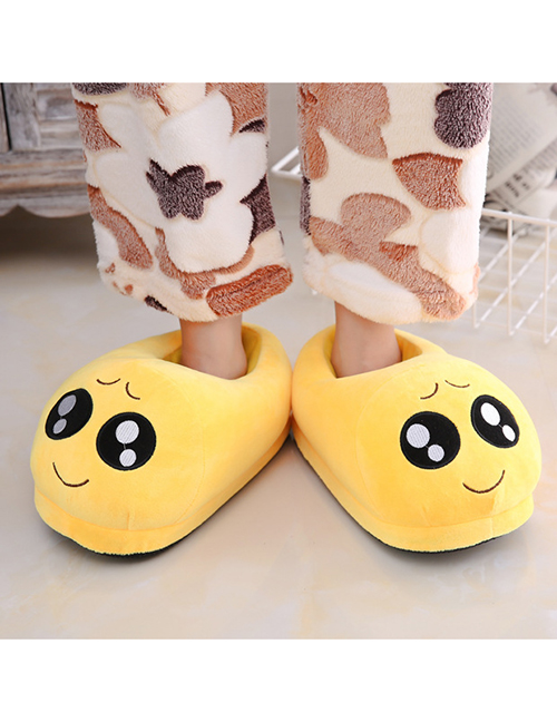 Fashion 17 Yellow Cartoon Expression Plush Bag With Cotton Slippers