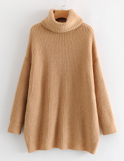 Fashion Khaki Turtleneck Sweater
