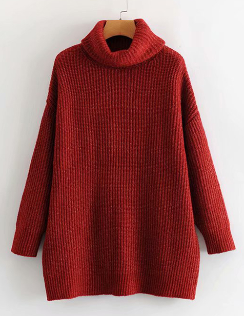 Fashion Crimson Turtleneck Sweater