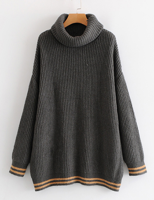 Fashion Dark Gray Turtleneck Sweater