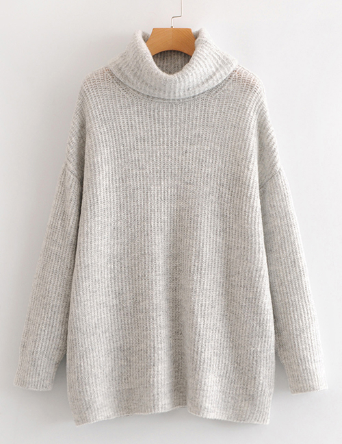 Fashion Light Gray Turtleneck Sweater