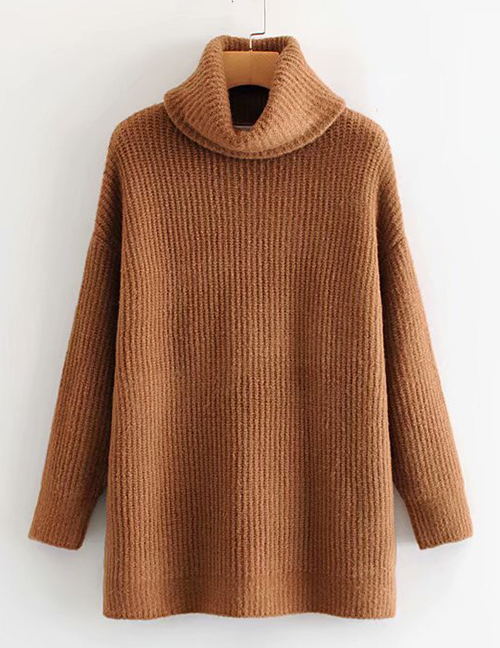 Fashion Dark Khaki Turtleneck Sweater