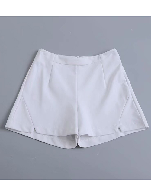 Fashion White Split Short A Shorts