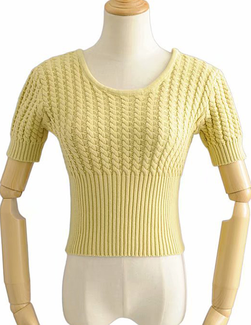 Fashion Yellow Twisted Knit Sweater