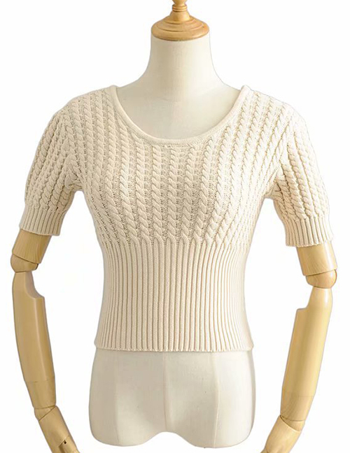 Fashion Beige Twisted Knit Sweater