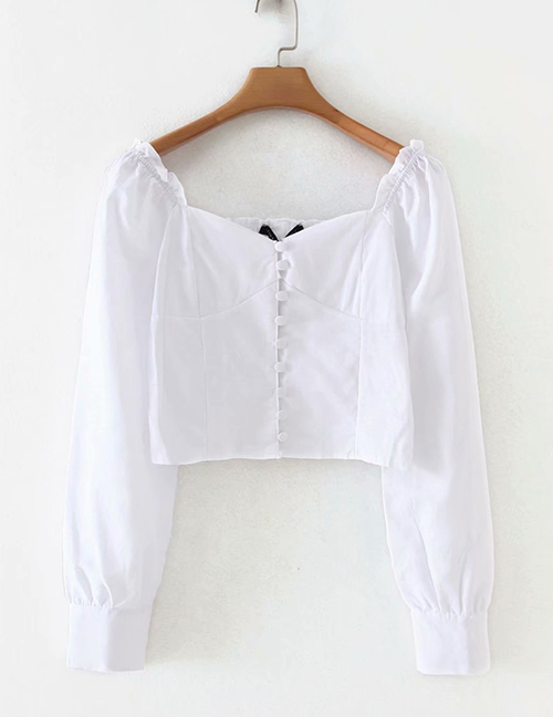Fashion White A Row Of Buttoned Collar Shirts