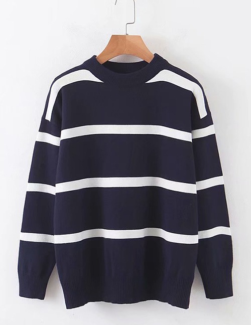 Fashion Blue Striped Sweater