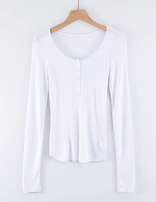 Fashion White Single-breasted T-shirt