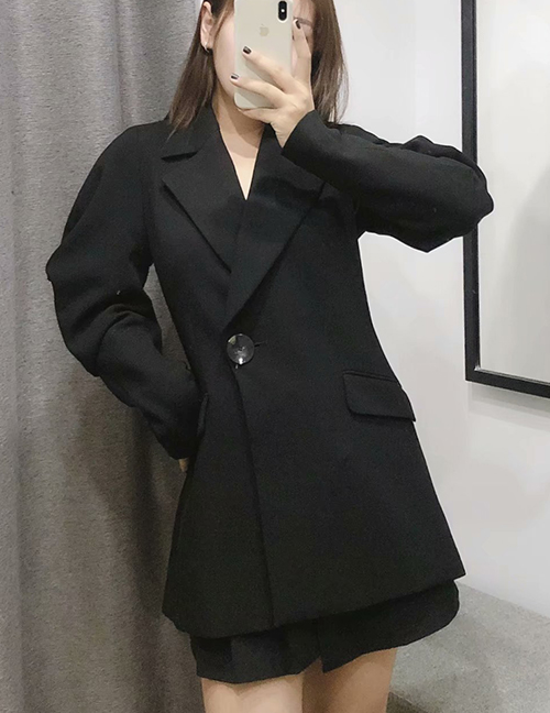Fashion Black Pleated Sleeve Suit