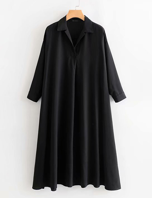 Fashion Black Lapel Dress