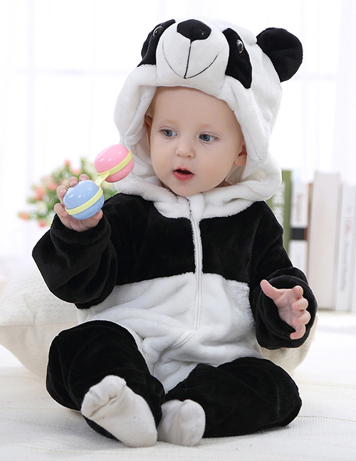 Fashion Old Panda Animal Jumpsuit Flannel Children's Romper