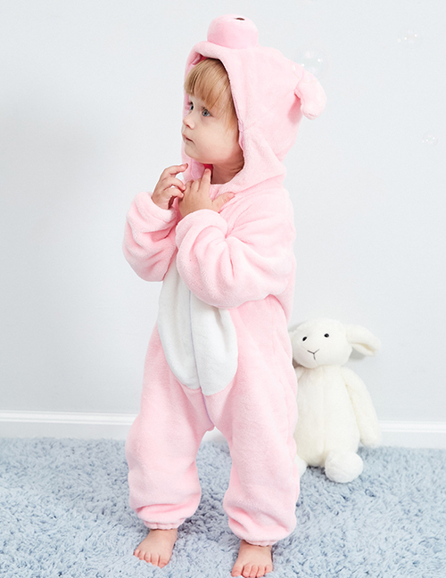 Fashion Powder Pig Animal Jumpsuit Flannel Children's Romper
