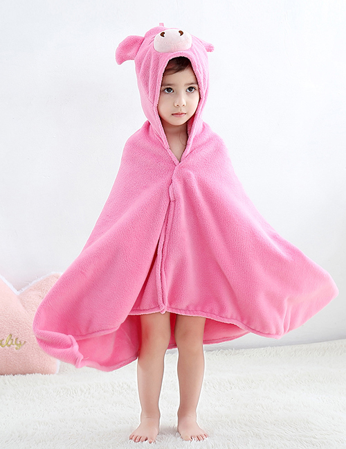 Fashion Powder Pig Bathrobe (coral Fleece) Cartoon Pig Children Coral Fleece Cloak Bath Towel