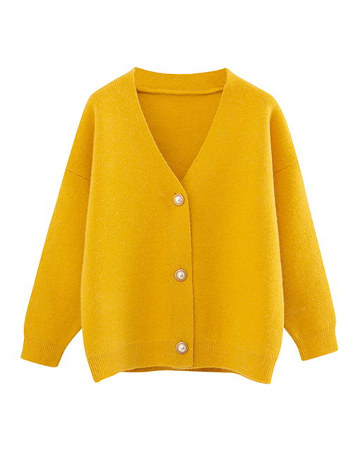 Fashion Yellow Knit Cardigan