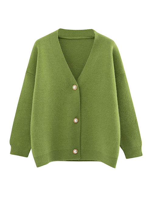 Fashion Green Knit Cardigan